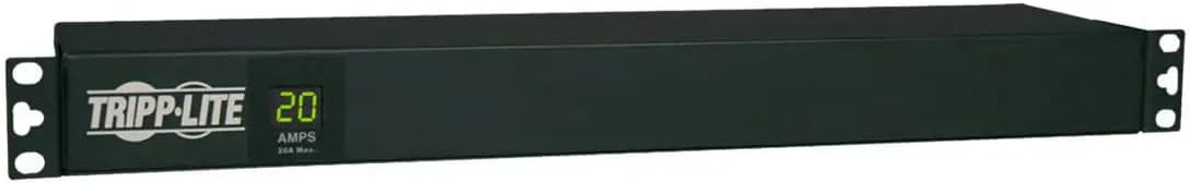 Eaton Tripp Lite PDUMH20 Metered 20A PDU, 12 Outlets (5-15/20R), 120V, L5-20P, 15 ft Cord, 1U Horizontal Rackmount, Current Meter, ACE 3 Year Warranty Included