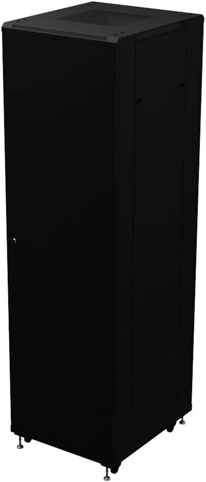 NavePoint 42U Network Cabinet - 19' AV Cabinet for Home, Studio, or Office IT Equipment Rack Enclosure, 28' Deep with Casters, Cooling Vents, Lockable Door & (4) 450mm Shelves - Assembled, Black