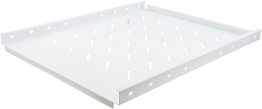 NavePoint 1U Rack Shelf for 4 Post Server Rack Network Cabinets – Fixed Rack Mount Shelf 550mm (21.6') Deep, White, Pre-Assembled – Compatible with 19 Inch Standard Equipment