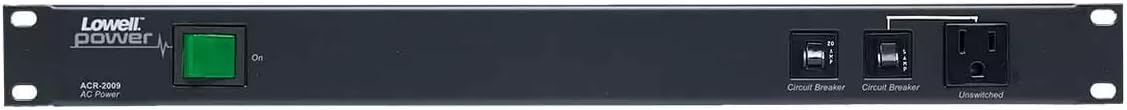 Lowell ACR-2009 PDU with 9 (15/20A) Outlets; Circuit Breaker Protection; Outlets: 9 (15/20A) NEMA Outlets (1 Front, 8 Rear); Power Cord Attached 9-Ft Cord with NEMA 5-20P Plug