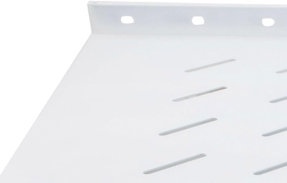 NavePoint 1U Rack Shelf for 4 Post Server Rack Network Cabinets – Fixed Rack Mount Shelf 550mm (21.6') Deep, White, Pre-Assembled – Compatible with 19 Inch Standard Equipment