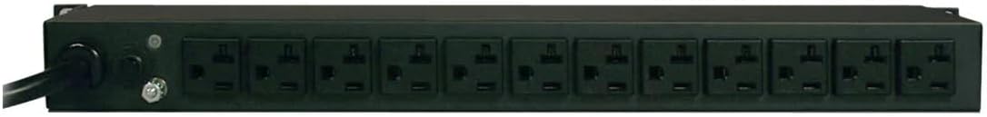 Eaton Tripp Lite PDUMH20 Metered 20A PDU, 12 Outlets (5-15/20R), 120V, L5-20P, 15 ft Cord, 1U Horizontal Rackmount, Current Meter, ACE 3 Year Warranty Included