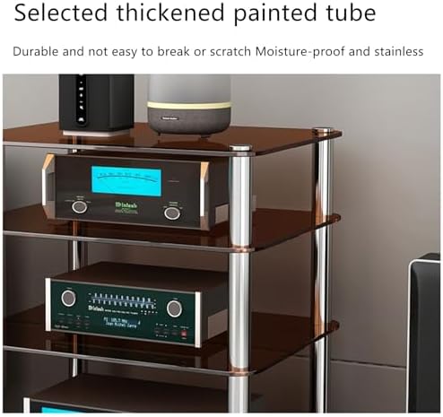 Corner AV Rack for Audio Equipment, Media Cabinet, Stereo Stand, Small Audio-Video Shelving, Home Theater Audio Cabinet, Modern Media Rack, Space-Saving AV Stand