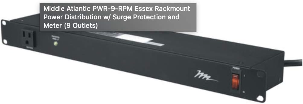 Middle Atlantic PWR-9-RPM Essex Rackmount Power Distribution w/Surge Protection and Meter (9 Outlets)