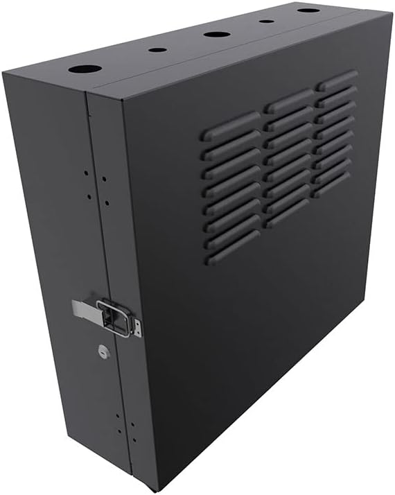 NavePoint 4U Vertical Server Rack Enclosure, Low Profile, 15.7' Deep, Max Weight Capacity 132 lbs - 4U Network Cabinet Vertical Wall Mount, Perforated, Black