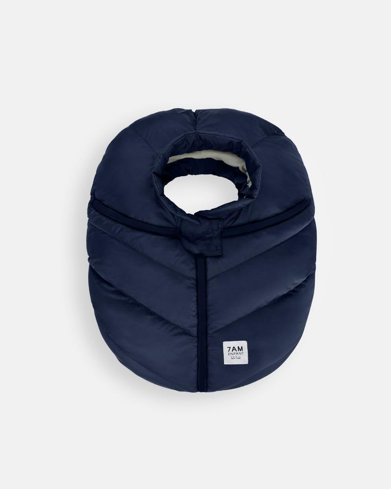 7AM Enfant Car Seat Covers - Cocoon Baby Cover for Boys & Girls, Rain & Snow Repellent, Breathable Windproof, Center Zipper, Universal Fit for Infant Car Seat (0-12M) (Navy)