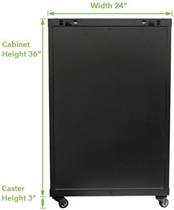 NavePoint 18U Server Cabinet Wall Mount Rack Enclosure with Caster Wheels, Includes 2 Fans, Locking Glass Door, Removable Side Panels – 18U Network Cabinet 17.7' Deep, 19'Server Rack for IT Equipment