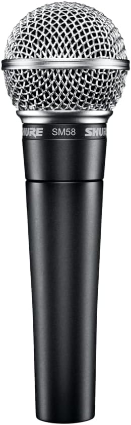 Shure SM58 Professional Dynamic Vocal Microphone with 25-Foot XLR Cable – Cardioid Mic for Live Performance, Studio Recording, Podcasting & Streaming (SM58-CN), Black & Silver
