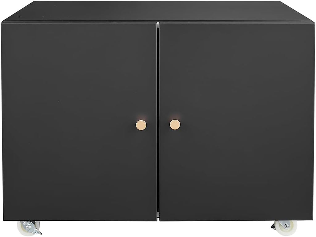 GarveeLife Metal Printer Stand with File Storage Cabinet, Printer Cabinet File Cabinet On Wheels with Door and Adjustable Shelf, Printer Table Stand for Home Office 17.72' H Black