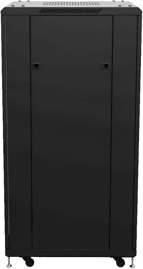 NavePoint 27U Network Cabinet - 19' AV Cabinet for Home, Studio, or Office IT Equipment Rack Enclosure, 28' Deep with Casters, Cooling Vents, Lockable Door & (4) 450mm Shelves - Assembled, Black