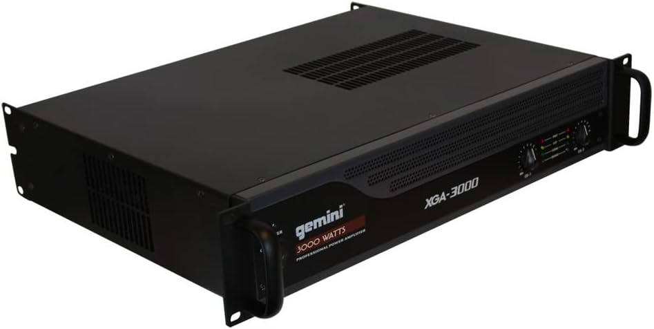 Gemini Professional 500W 2-Channel Power Amplifier – PA & DJ Power Amp with XLR/RCA Inputs, Bridge Mode, Cooling Fan, Clip Limiter, Speakon Outputs, Rackmount Pro Audio Amplifier (XGA-3000)
