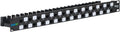 ICC 24-Port CAT6A Keystone 1U Patch Panel with CAT6A Keystone Jacks, 19' Rackmount Housing and Cable Support Bar, Staggered Ports to Reduce ANEXT, UL Listed PoE++ Compliant, ICMPP246AU
