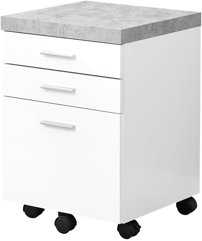 Monarch Specialties I 7051 File Cabinet, Rolling Mobile, Storage Drawers, Printer Stand, Office, Work, Laminate, Grey, White, Contemporary, Modern