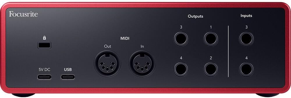 Focusrite Scarlett 4i4 4th Gen Audio Interface AMS-SCARLETT-4I4-4G Bundle with 4x OnStage MC-20 Production-Grade 20ft XLR to XLR Microphone Cable