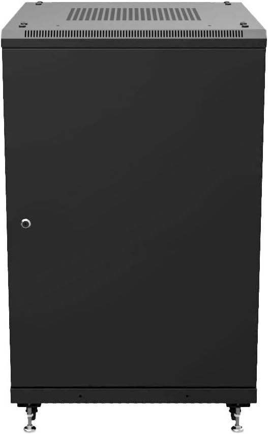 NavePoint 18U Network Cabinet - 19' AV Cabinet for Home, Studio, or Office IT Equipment Rack Enclosure, 28' Deep with Casters, Cooling Vents, Lockable Door & (4) 450mm Shelves - Assembled, Black