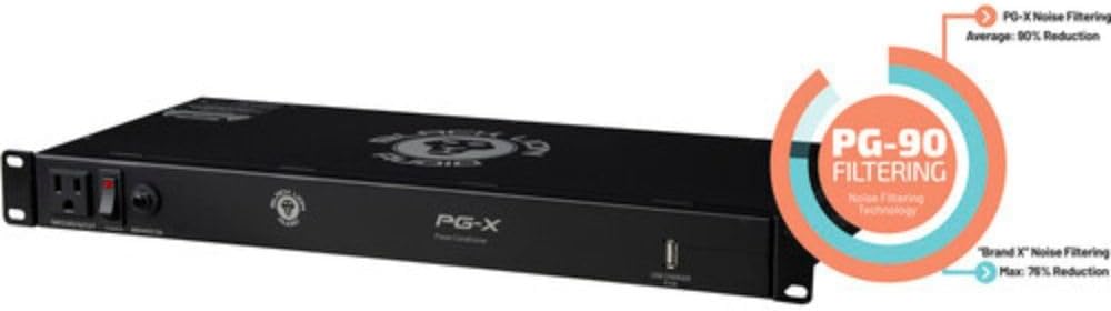 Black Lion Audio PG-X 9-Outlet Power Conditioner (1 RU) Bundle with 2X Comprehensive Cable PWC-BK-3 Molded Power Cable, Black