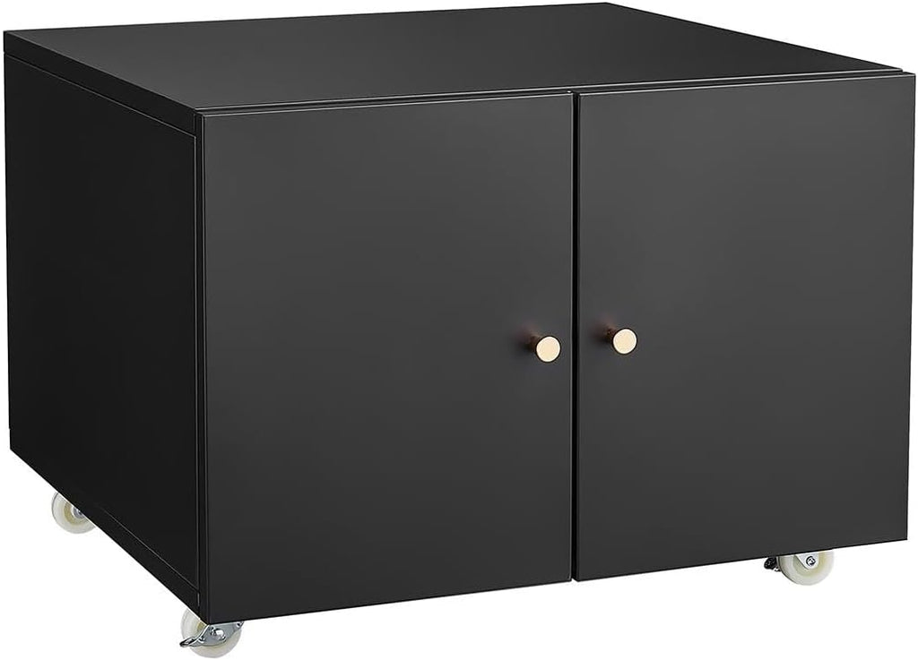 GarveeLife Metal Printer Stand with File Storage Cabinet, Printer Cabinet File Cabinet On Wheels with Door and Adjustable Shelf, Printer Table Stand for Home Office 17.72' H Black