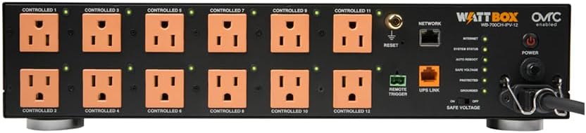 WattBox® 700 Series Power Conditioner with 12 Individually IP Controlled Outlets (WB-700CH-IPV-12)