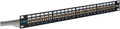 ICC 24-Port CAT6A Keystone Shielded 1U Patch Panel with CAT6A Shielded Keystone Jacks, 19' Rackmount Housing and Cable Support Bar, Protects Against EMI, UL Listed PoE++ Compliant, ICMPP246AS