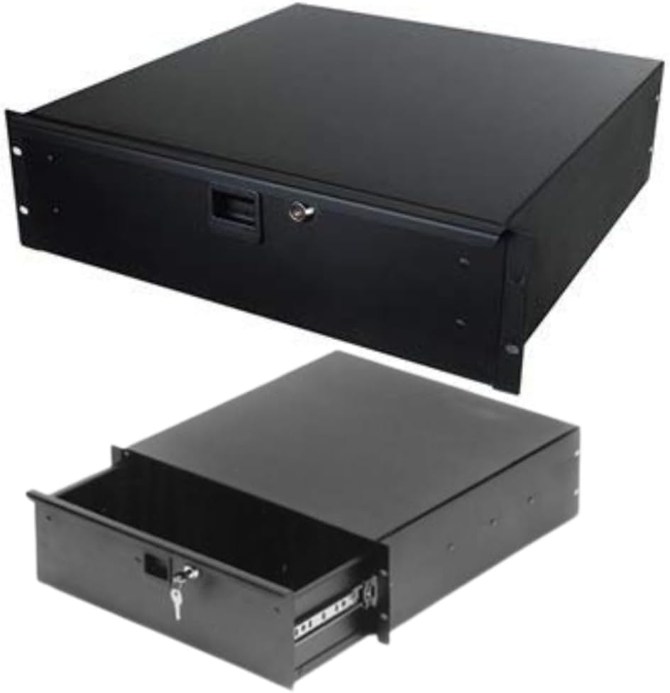 Penn Elcom 3233LK 3 Space (3U) Steel Rack Drawer with Slam Latch & Keyed Lock, 15.25 Inch Deep