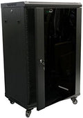 NavePoint 18U Server Cabinet Wall Mount Rack Enclosure with Caster Wheels, Includes 2 Fans, Locking Glass Door, Removable Side Panels – 18U Network Cabinet 17.7' Deep, 19'Server Rack for IT Equipment