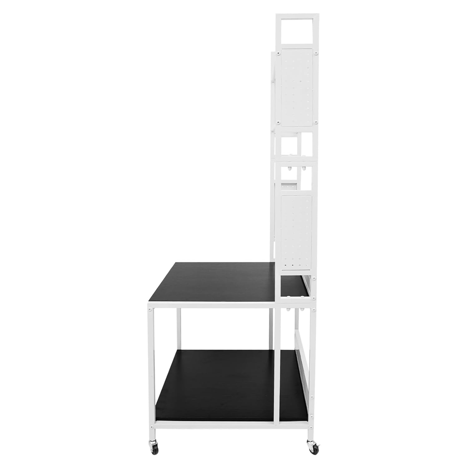 3D Printer Stand Double Layer 3D Printer Filament Storage Rack, Spools Holder Racks, Mobile Printer Table with Wheels for Studio Office Storage and Organization (White)