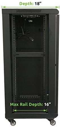 NavePoint 18U Server Cabinet Wall Mount Rack Enclosure with Caster Wheels, Includes 2 Fans, Locking Glass Door, Removable Side Panels – 18U Network Cabinet 17.7' Deep, 19'Server Rack for IT Equipment