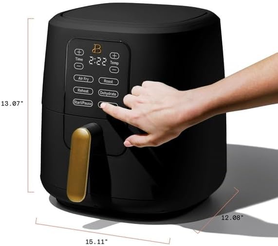 6 Qt Air Fryer With Turbocrisp Technology And Touch-Activated Display, Black By Drew Barrymore, Adjustable Temperature Ranges