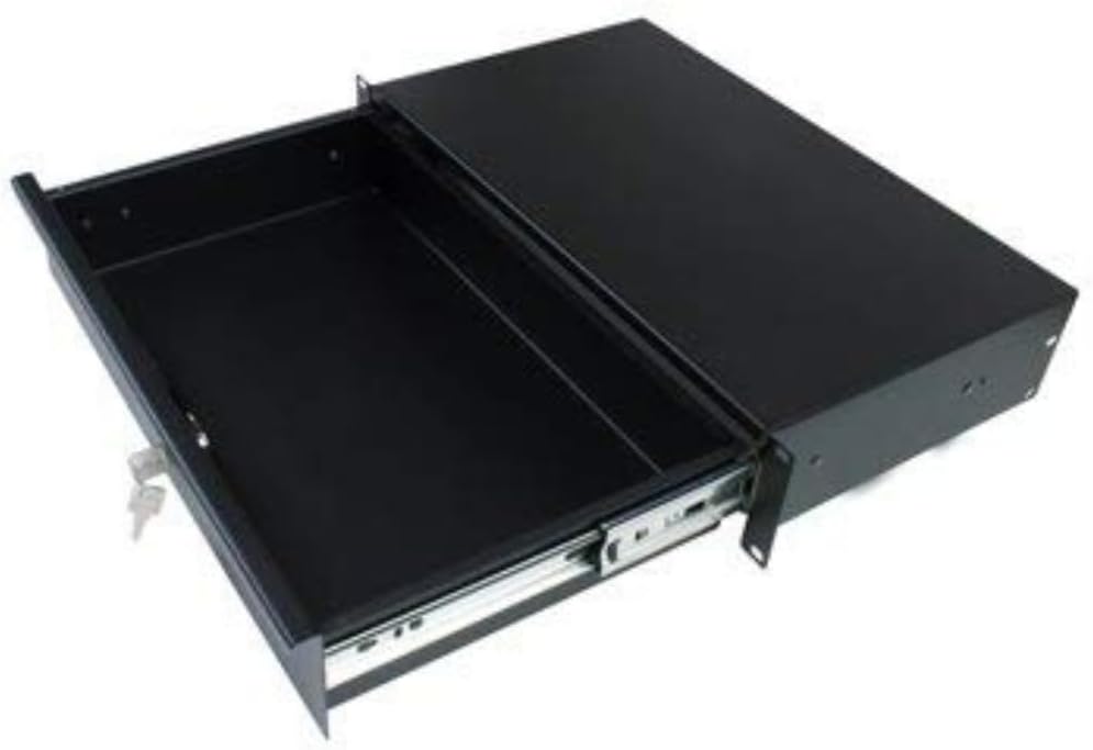 Penn Elcom 3233LK 3 Space (3U) Steel Rack Drawer with Slam Latch & Keyed Lock, 15.25 Inch Deep
