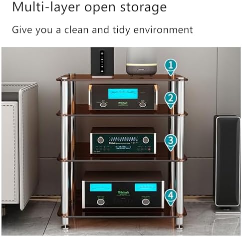Corner AV Rack for Audio Equipment, Media Cabinet, Stereo Stand, Small Audio-Video Shelving, Home Theater Audio Cabinet, Modern Media Rack, Space-Saving AV Stand