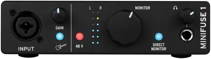 Arturia MiniFuse 1 - Compact USB Audio Interface with Creative Software for Recording, Production, Podcasting, Guitar - Black