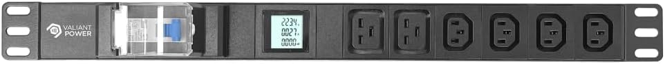 Rack Mount Power Strip - 240V 30A 2C19 & 4 C13 outlets PDU with Built-in Surge Protector, Volt & Amp Meter for Data Center - 19' Metal Housing, Ears & Fittings Included (2C19 4C13)
