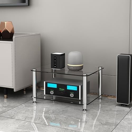 Corner AV Rack for Audio Equipment, Media Cabinet, Stereo Stand, Small Audio-Video Shelving, Home Theater Audio Cabinet, Modern Media Rack, Space-Saving AV Stand