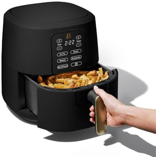6 Qt Air Fryer With Turbocrisp Technology And Touch-Activated Display, Black By Drew Barrymore, Adjustable Temperature Ranges