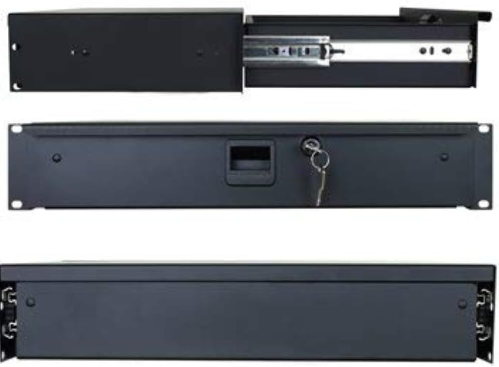 Penn Elcom 3233LK 3 Space (3U) Steel Rack Drawer with Slam Latch & Keyed Lock, 15.25 Inch Deep