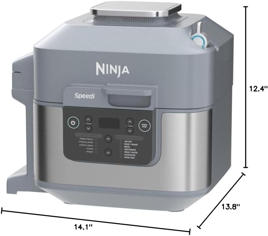 Ninja SF301 Speedi Rapid Cooker & Air Fryer, 6-Quart Capacity, 12-in-1 Functions to Steam, Bake, Roast, Sear, Sauté, Slow Cook, Sous Vide & More, 15-Minute Speedi Meals All In One Pot, Sea Salt Gray