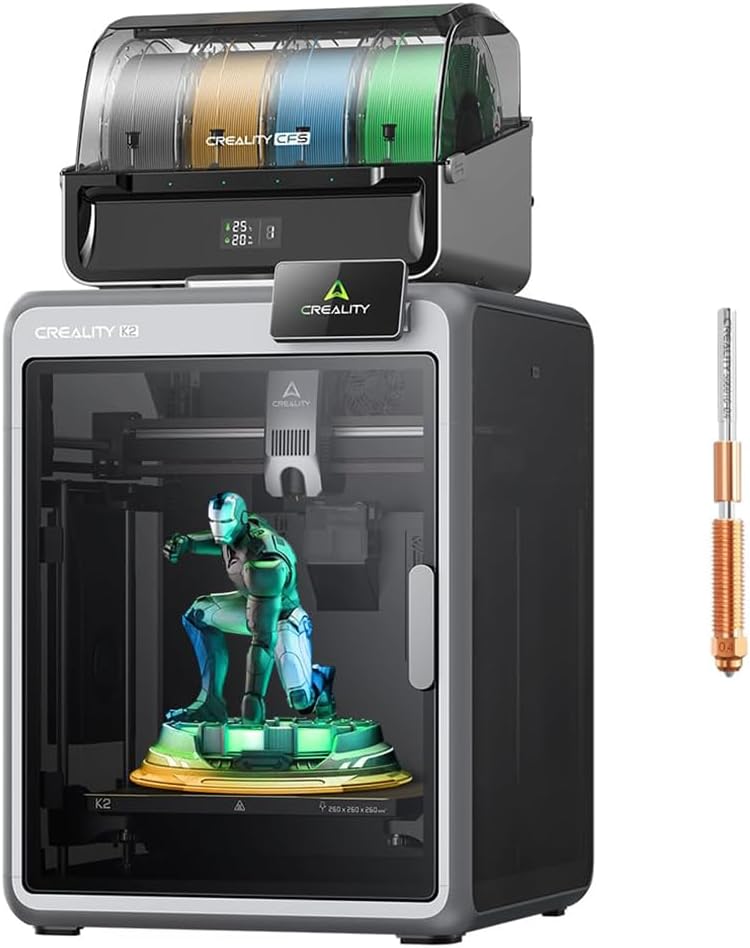 Official Creality K2 Combo 3D Printer, Multicolor 3D Printers with CFS, 600mm/s Printing Speed 300℃ Direct Drive Extruder Auto Leveling Chamber AI Camera, Printing Size 10.24x10.24x10.24 inch