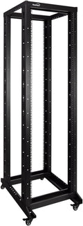 NavePoint 42U 4 Post Server Rack – Open Frame Rack for 19 Inch Equipment, Adjustable Depth 4-Post Network Rack with Casters Wheels, 42U Server Rack 881lbs Capacity, Black