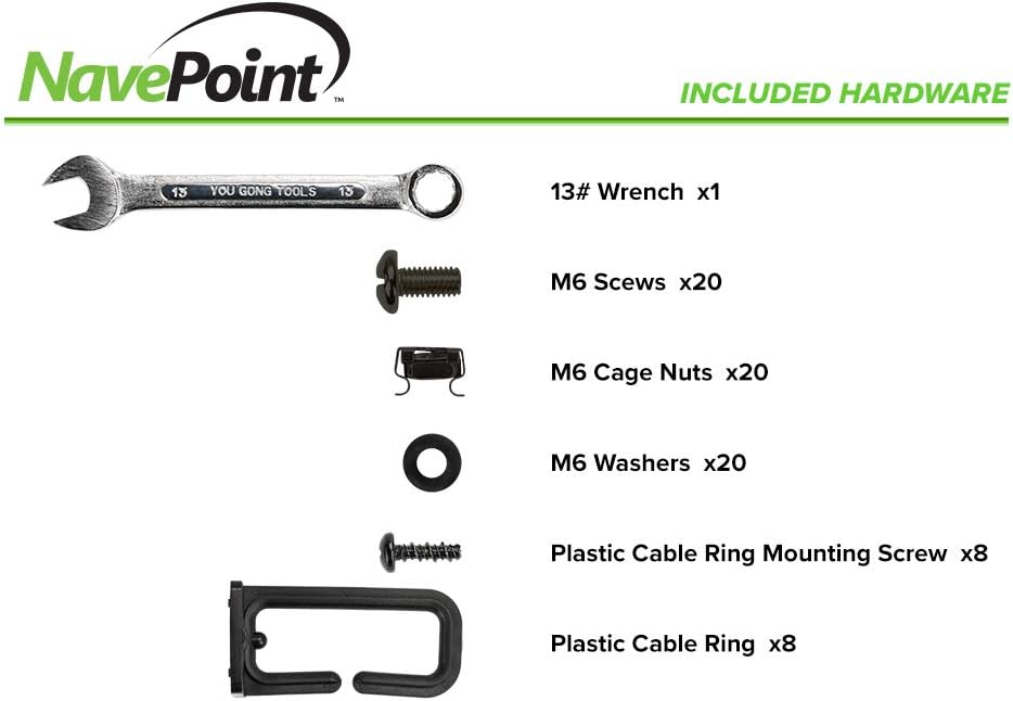 NavePoint 4-Post Open Frame Racks 19-inch Standard, Adjustable 22'-40', Square Holes/Cage Nuts - Parent