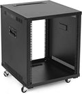 NavePoint 12U Portable Server Rack with Casters - 12U Network Rack Open Frame with Adjustable Rails, 132lbs Capacity - Up to 22.6' Deep 19-Inch Rack for IT Equipment, Telecom & A/V, Black