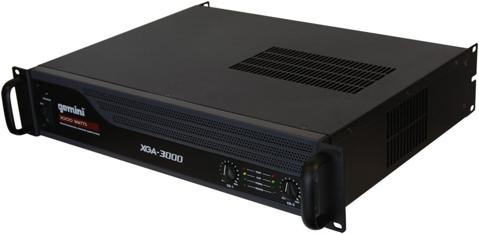 Gemini Professional 500W 2-Channel Power Amplifier – PA & DJ Power Amp with XLR/RCA Inputs, Bridge Mode, Cooling Fan, Clip Limiter, Speakon Outputs, Rackmount Pro Audio Amplifier (XGA-3000)