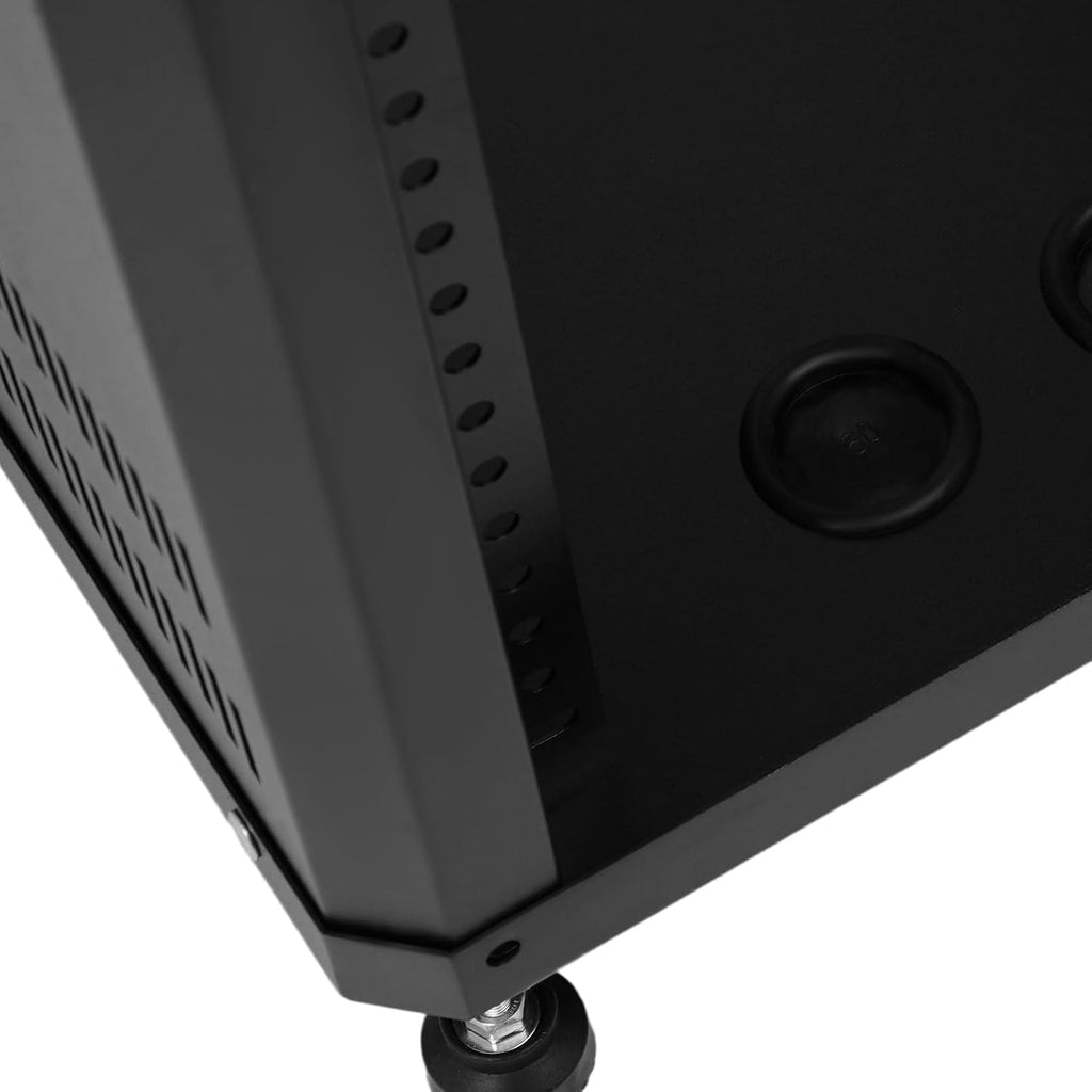 18U Stereo & Studio Rack with Wheels Rolling Network Cabinet Open Frame Audio Component Rack Cabinet Recording Studio Racks with Lifting Handle for Video Music Recording & IT Equipment-Black