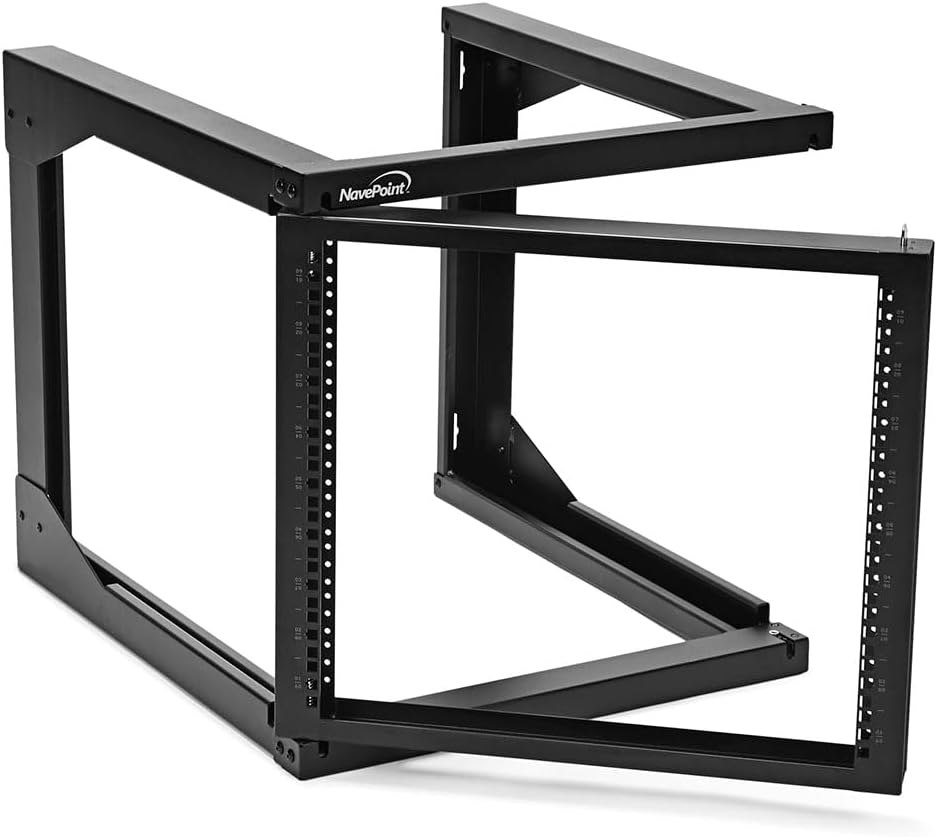NavePoint 9U Server Rack with Swing Gate - Wall Mount Rack for 19 Inch IT & AV Equipment - 24' Deep, Black