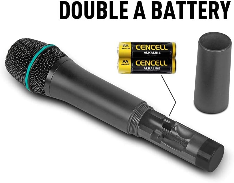 Debra Audio Pro UHF 4 Channel Wireless Microphone System with Cordless Handheld Lavalier Headset Mics, Metal Receiver, Ideal for Karaoke Church Party (with 4 Handheld (A))