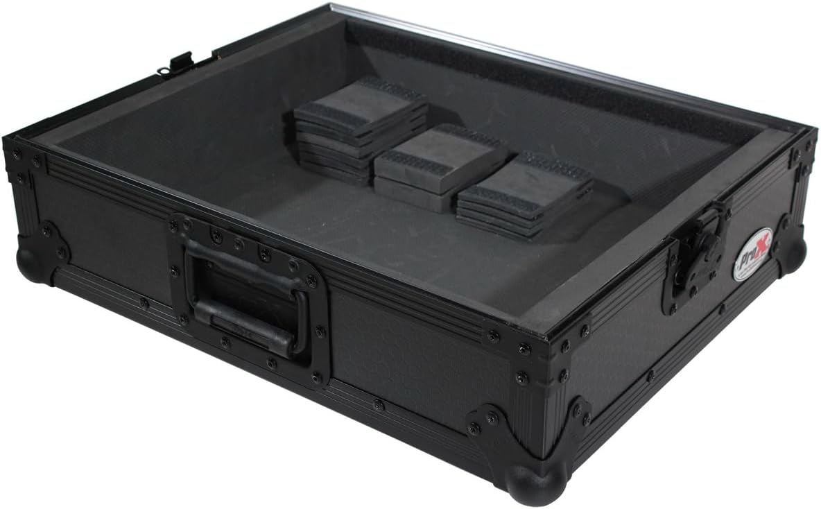 ProX T-TTBL Turntable Travel Case, Pro Audio Foam Kit, Universal Style, Black on Black