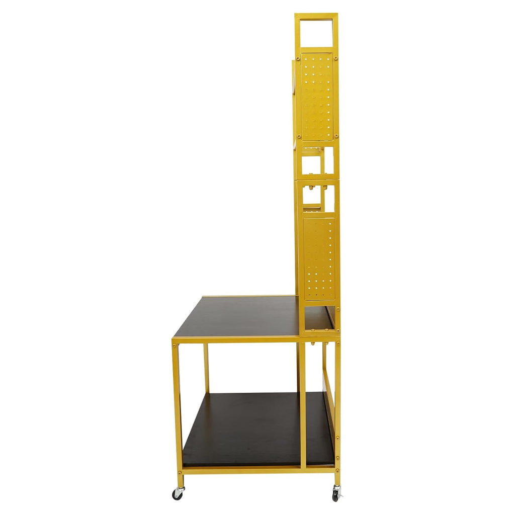 3D Printer Stand and Filament Storage, Heavy Duty 3D Printer Table on Wheels, Sturdy 3D Printer Filament Storage Rack, Large Shelf 3D Printer Stand Cart Desk for Workshop Studio Office(Gold)