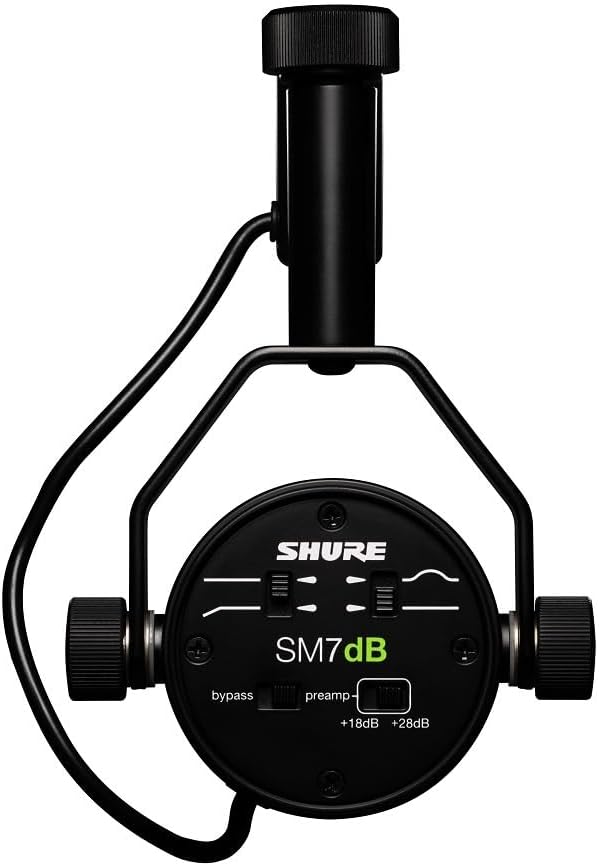 Shure SM7dB Dynamic Studio Microphone with Built-in Preamp – XLR Mic for Podcasting, Streaming & Vocal Recording, Wide Frequency Range, Smooth Warm Audio, Detachable Windscreen, Black