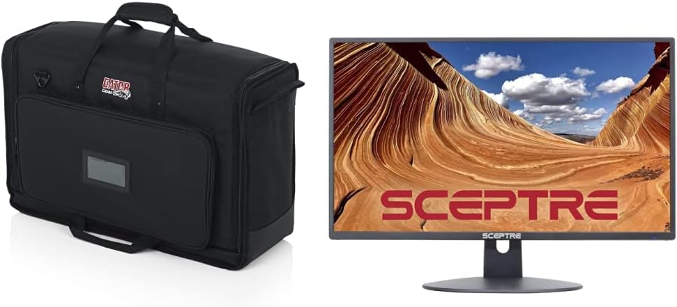 Gator Cases Padded Nylon Dual Carry Tote Bag for Transporting (2) LCD Screens, Monitors and TVs Between 19' - 24' and Sceptre 24-inch Professional Thin 1080p LED Monitor (E248W-19203R Series)