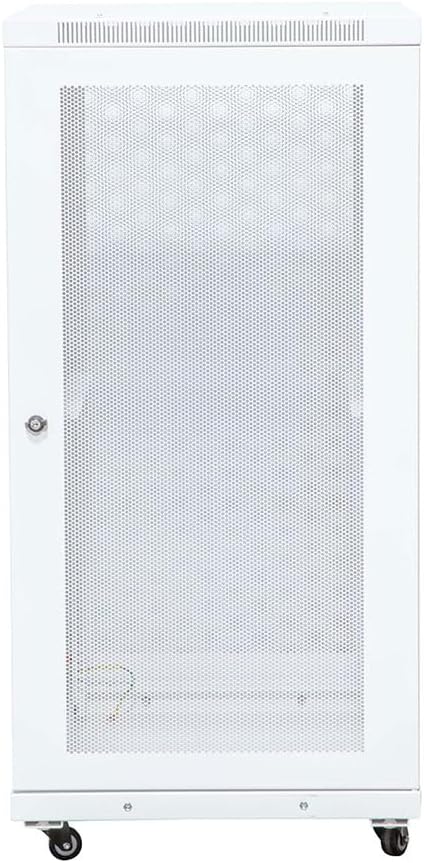 NavePoint 24U Network Cabinet with Perforated Door 24U Wall Mount Server Cabinet White 19' Rack for IT Equipment, AV Devices, Networking Equipment 33' Deep Mid-Depth Server Rack Enclosure