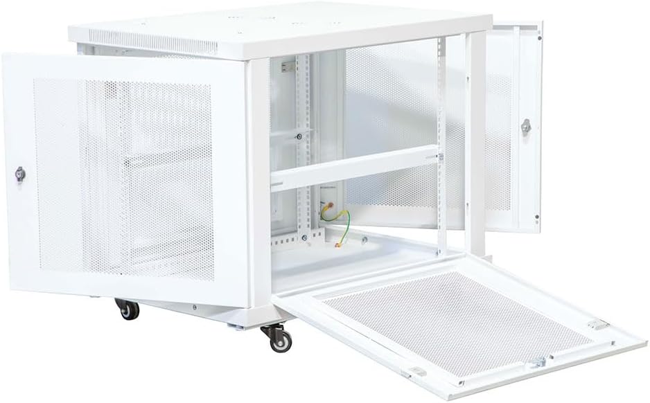 NavePoint 12U Network Cabinet with Perforated Door 12U Wall Mount Server Cabinet White 19 Rack for IT Equipment, AV Devices, Networking Equipment 33' Deep Mid-Depth Server Rack Enclosure